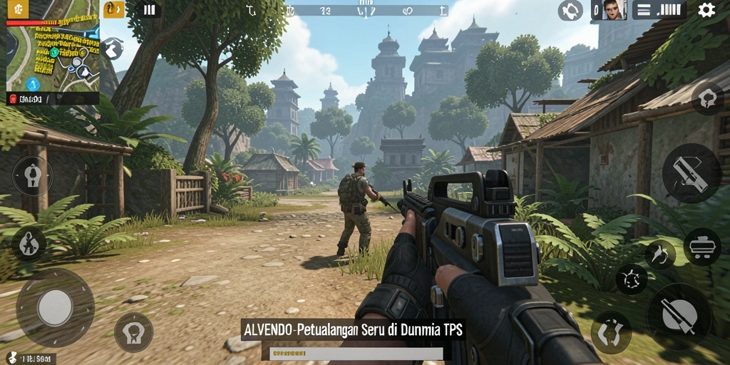 Tampilan menakjubkan dari gameplay ALVENDO dengan aksi TPS yang intens.
