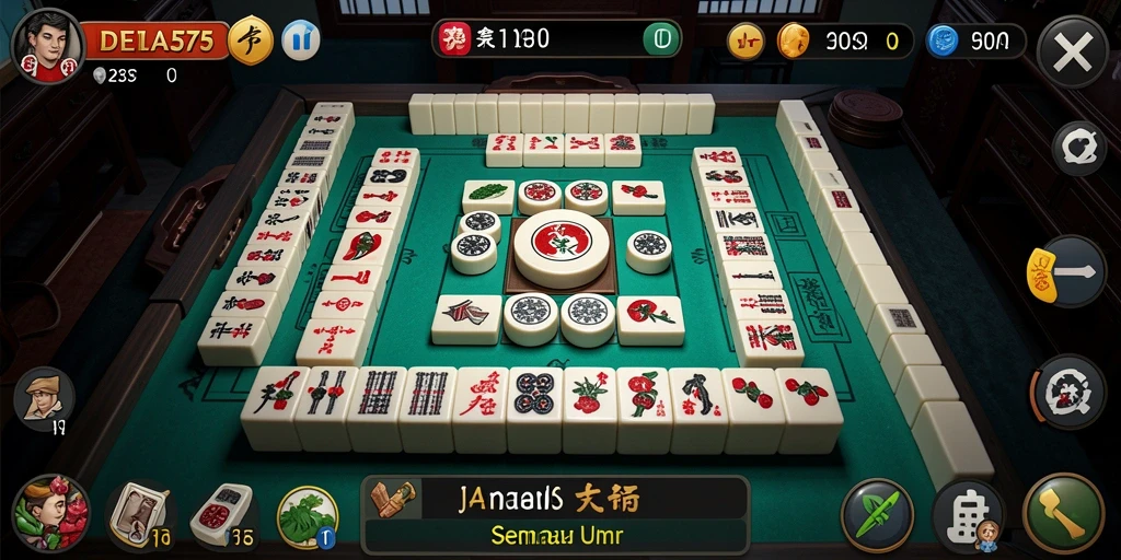 Tampilan gameplay yang seru dari DELTA575, menunjukkan momen menegangkan dalam Mahjong.