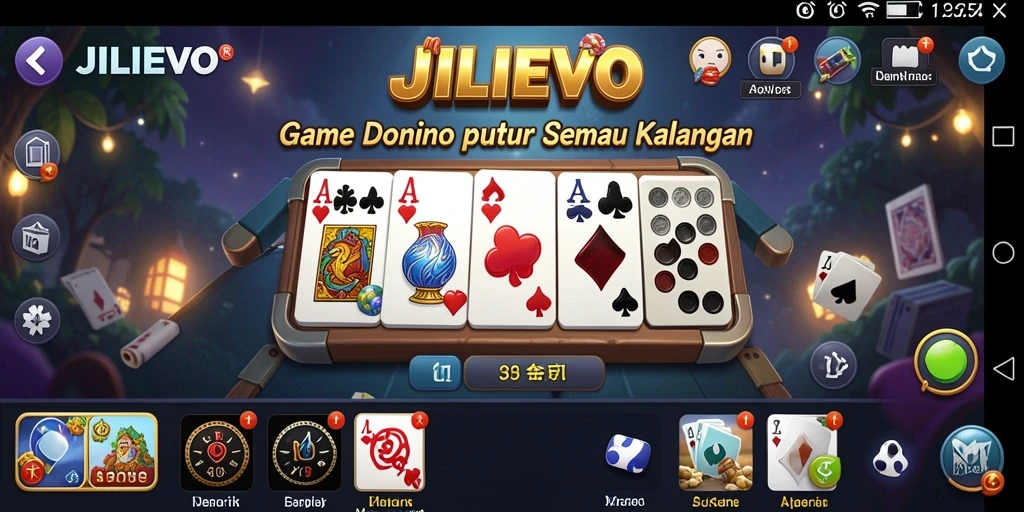 Gameplay seru JILIEVO dengan pemain lain di game Domino.