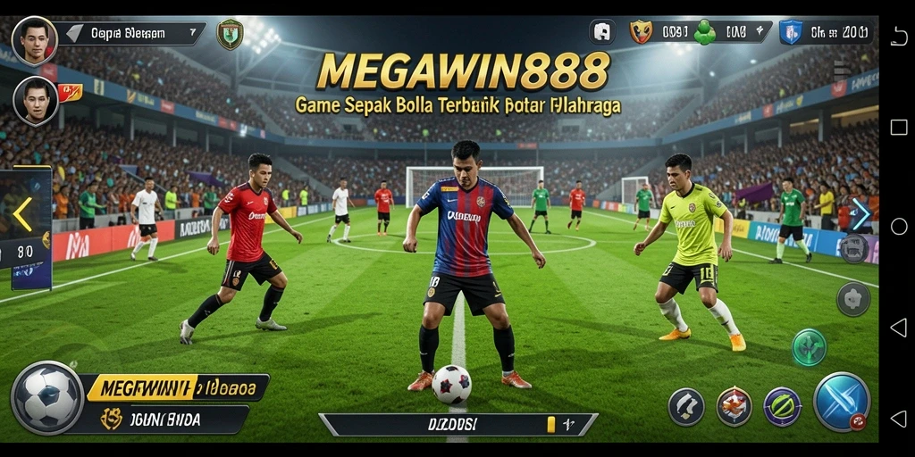 Tampilan gameplay menarik dalam MEGAWIN888 dengan elemen sepak bola yang seru.
