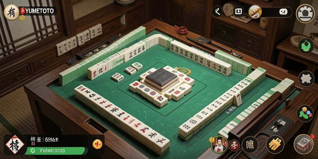 Screenshot gameplay YUMETOTO dengan tampilan ubin Mahjong yang berwarna-warni.